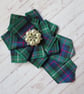 Large Tartan Ruffle Rosette Scottish Brooch Pin  - Image 3