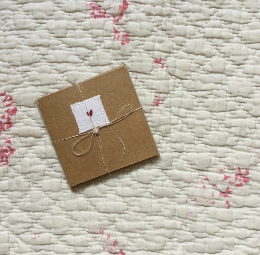 Set of 3 Embroidered Heart cards