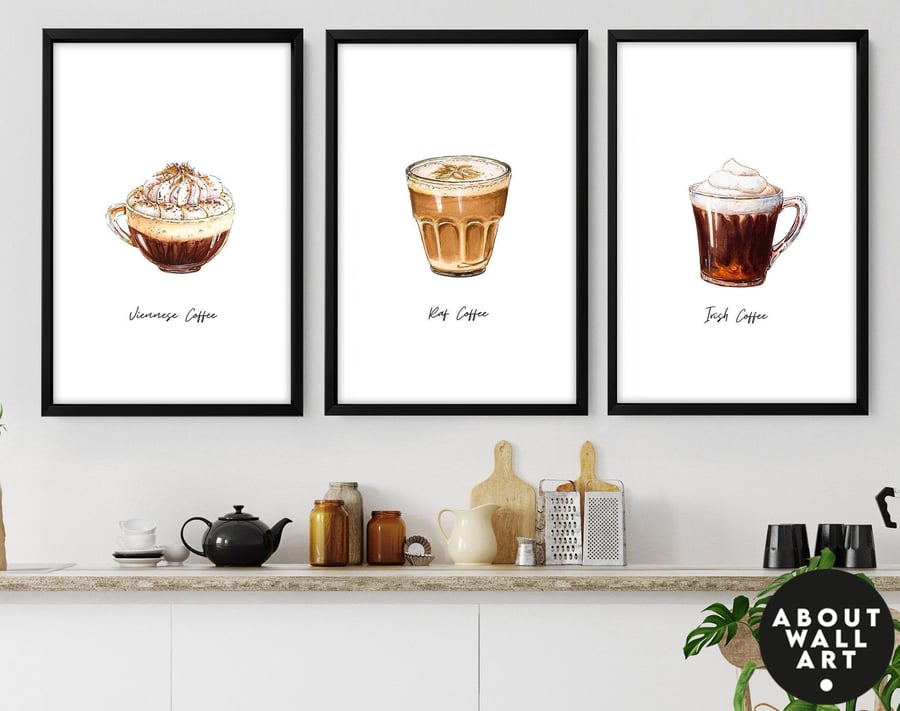 Coffee Gift art print poster, Coffee station bar decor, Coffee lover gift, Coffe
