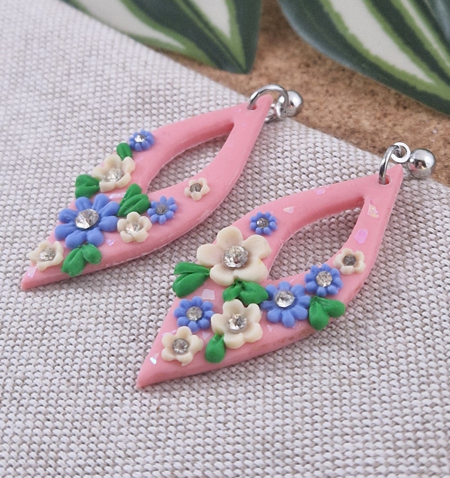 Flower Polymer Clay Earrings: Floral