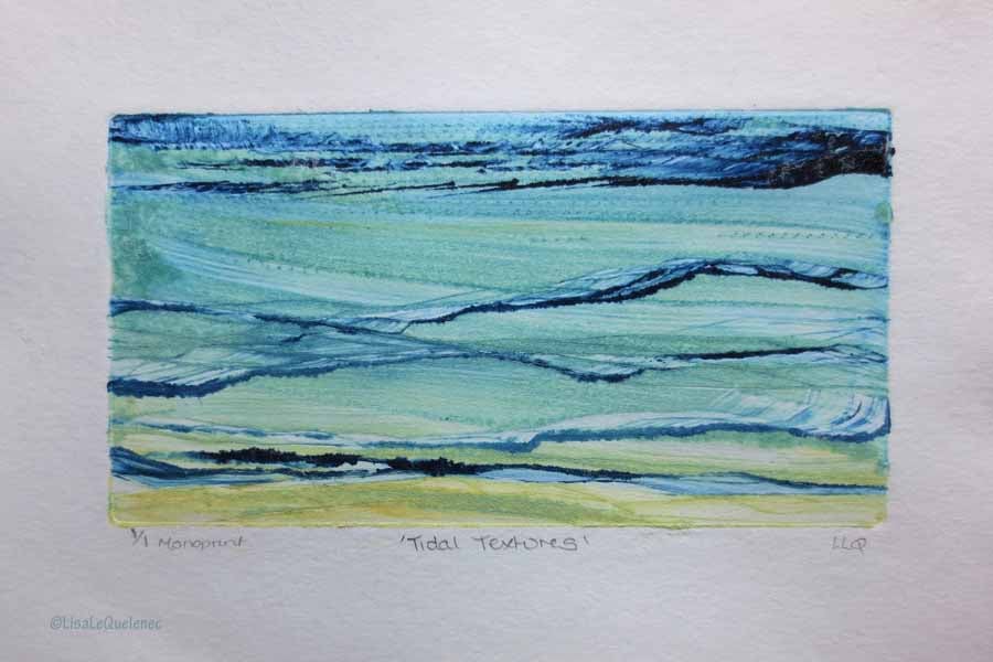 Original abstract monoprint inspired by tidal textures one of a kind print