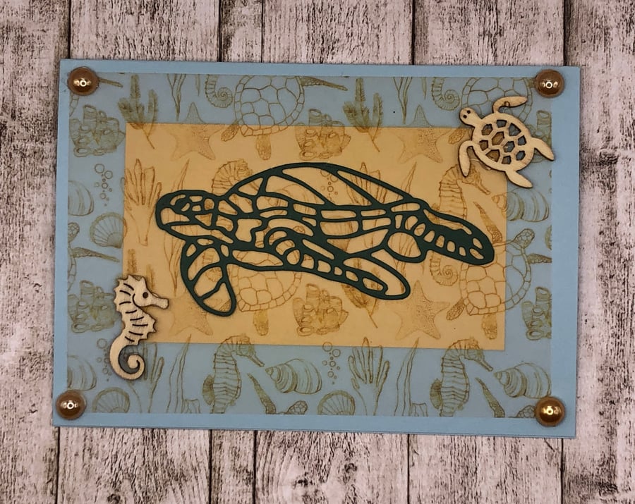 Creatures of the sea including turtles 