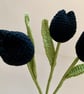  Black crochet tulips, gift for goths, forever flowers - Image 6