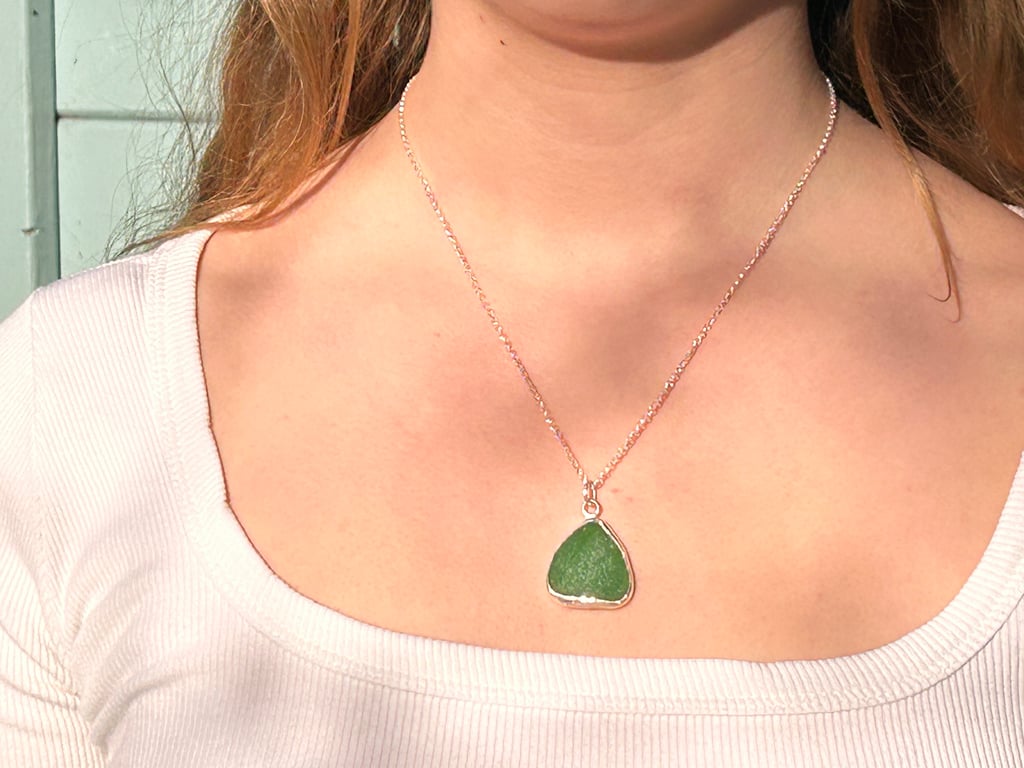 Big statement green seaglass necklace