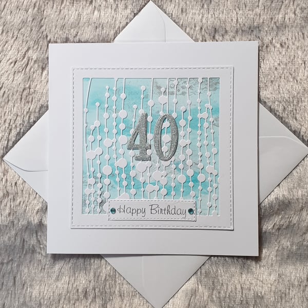 40th Birthday Card - Aqua