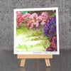Mini Handpainted Blank Card Of Pink and Purple Hydrangeas