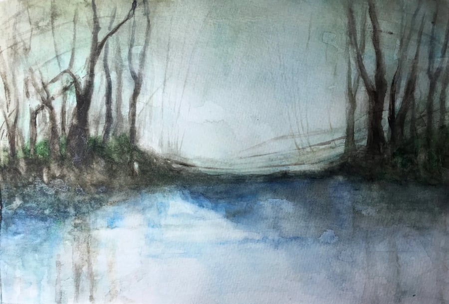 Original Watercolour - Lake and Trees