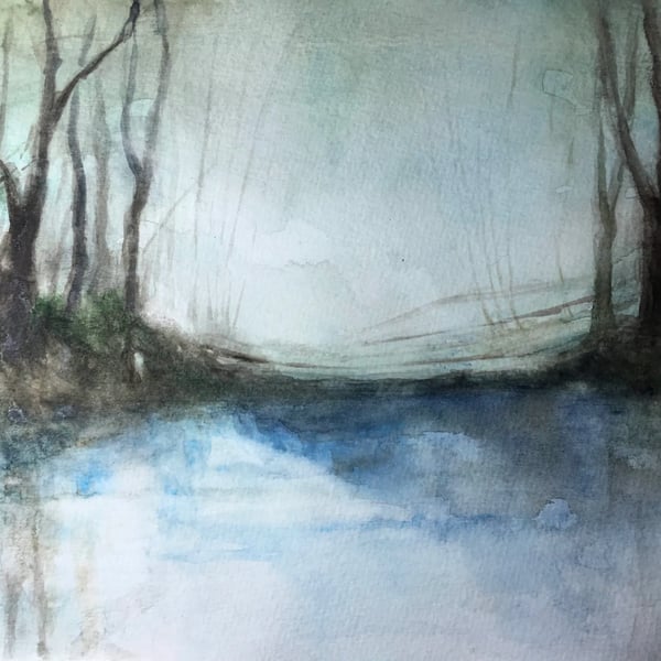 Original Watercolour - Lake and Trees