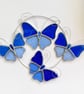 Stained Glass Butterfly Ring - Handmade Hanging Decoration - Blue