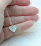 Small Silver Heart Pendant with Leaf Pattern - Image 2