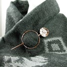 Copper and Sterling Silver Poppy Flower Shawl Pin