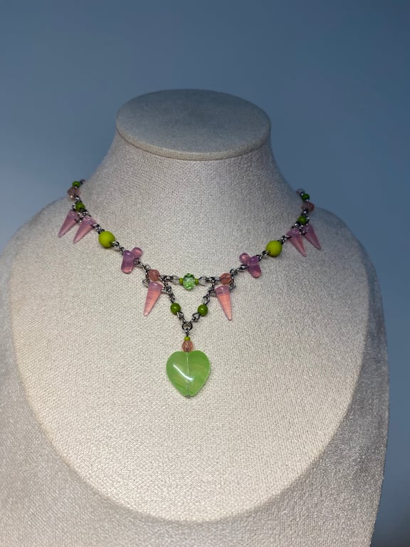 Mindy - Lime Green & Neon Pink Choker Necklace 