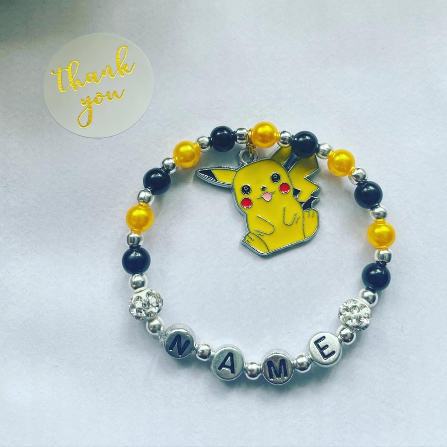 Stretch beaded toddler adult lids personalised bracelet 