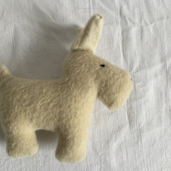 Blonde toy dog. Small stuffed dog toy. Small gift for dog lover.