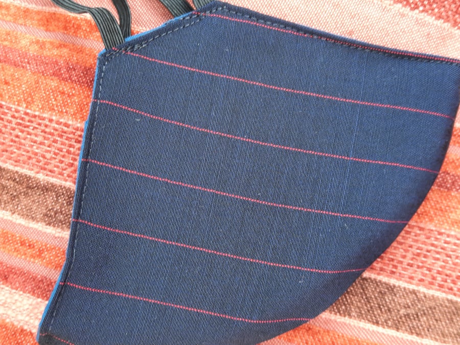 Smart Navy Pinstripe Reusable Facemask 