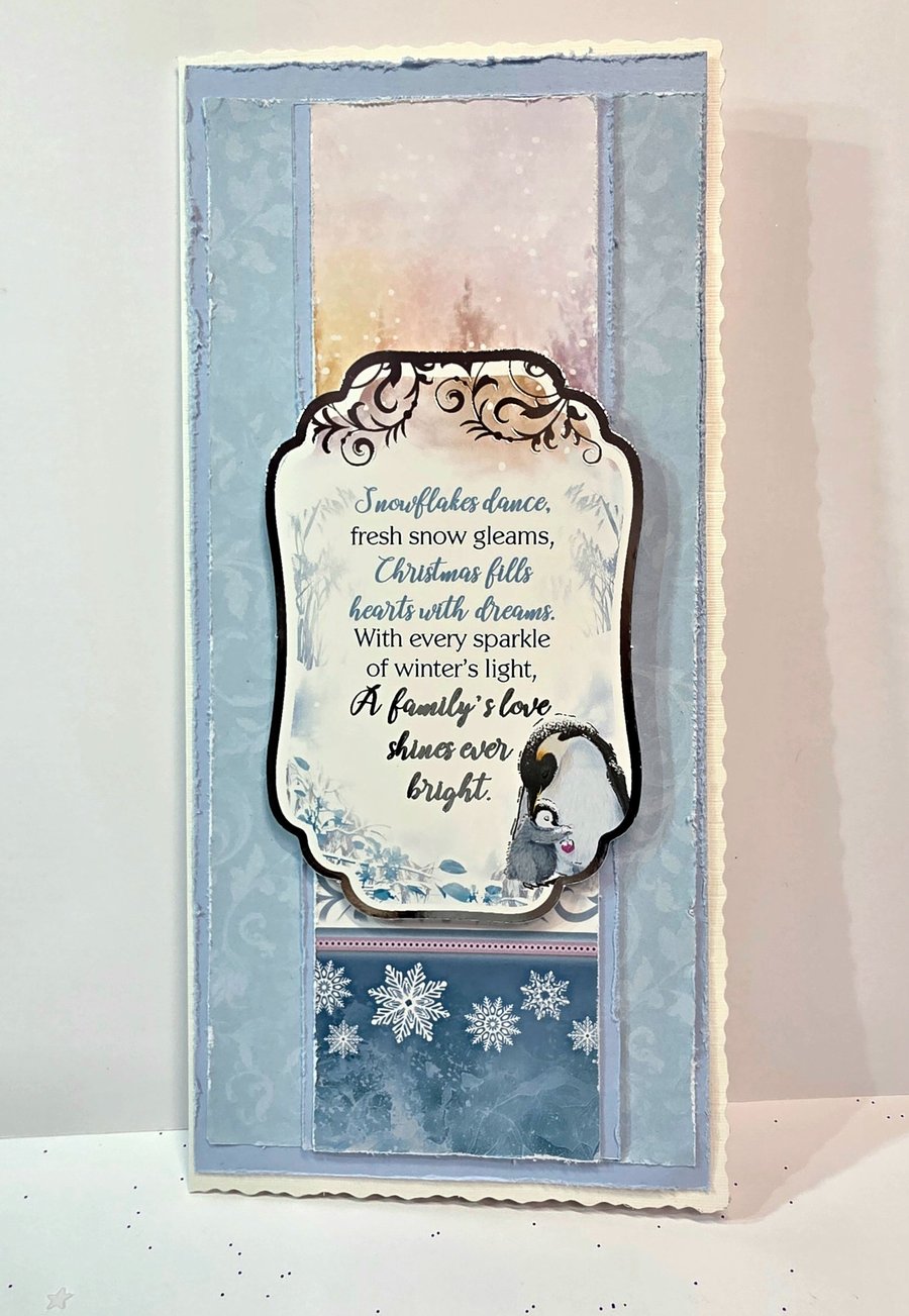"A Family's Love Shines Bright" – Handmade Winter Christmas Card