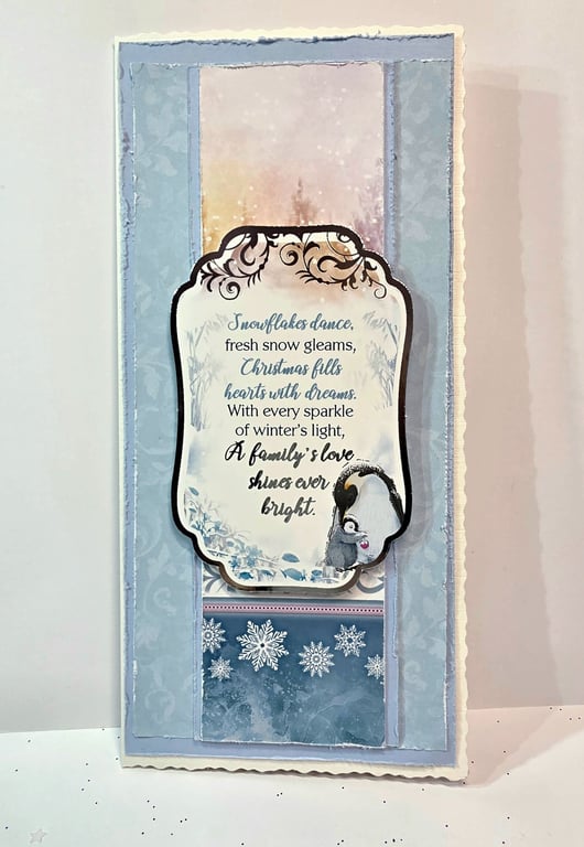 "A Family's Love Shines Bright" – Handmade Winter Christmas Card