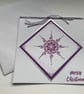 CHRISTMAS  CARDS ( pack of 4 )  Snowflake . Purple , silver. Scandi style. - Image 2