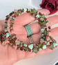 Floral summer beaded flower wrap bracelet with leaf charms - Image 7