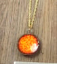 Handmade Bright Orange Ceramic Necklace, Gold Chain, Colourful Glazed Clay Penda - Image 4