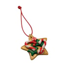 Star Christmas Decoration Holly & Candy Cane Xmas Tree Decor Handmade 