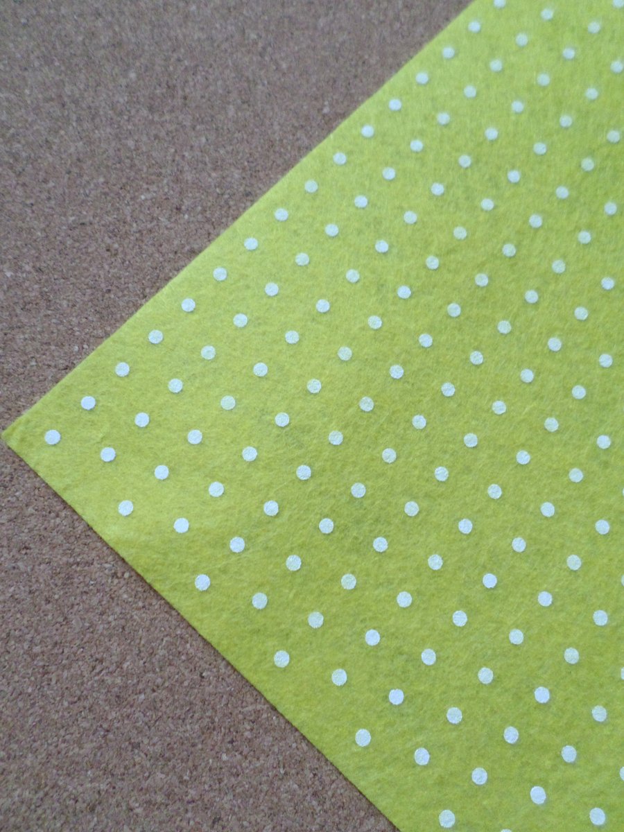 1 x Printed Felt Square - 12" x 12" - Polka Dot - Bright Yellow
