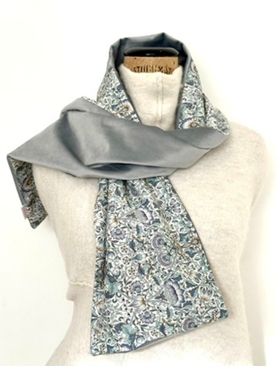 Liberty of London Print Long Scarf.Cotton Tana Lawn and Velvet  