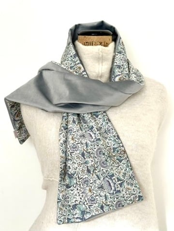 Liberty of London Print Long Scarf.Cotton Tana Lawn and Velvet  