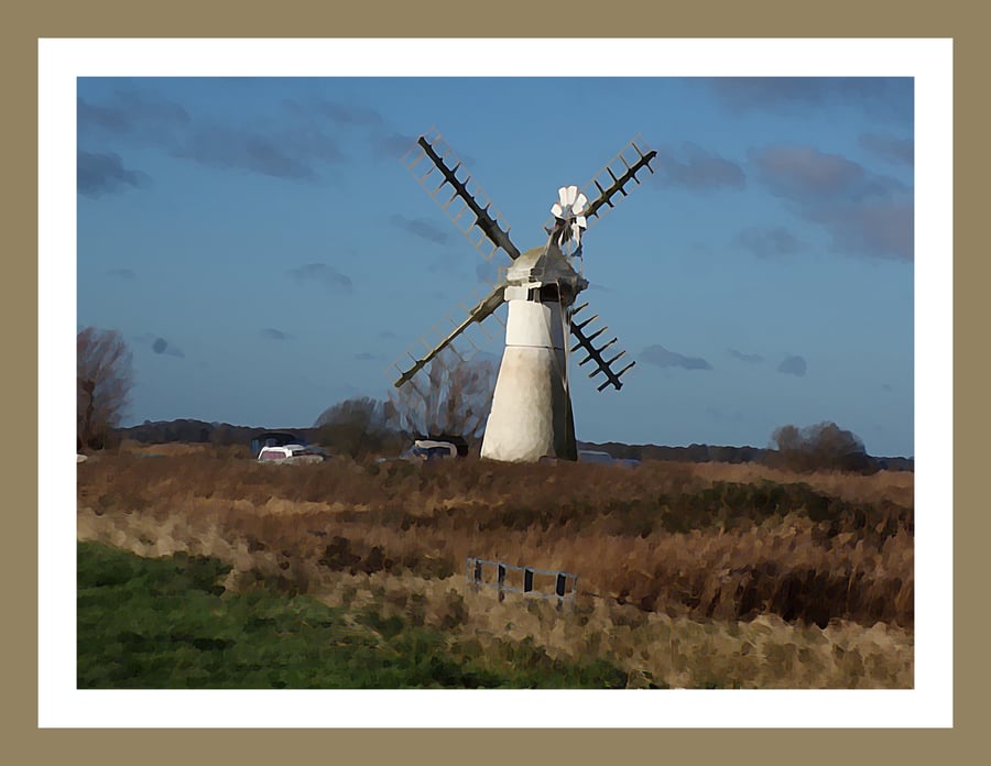Windmill Painting Norfolk Broads Greeting Card A5