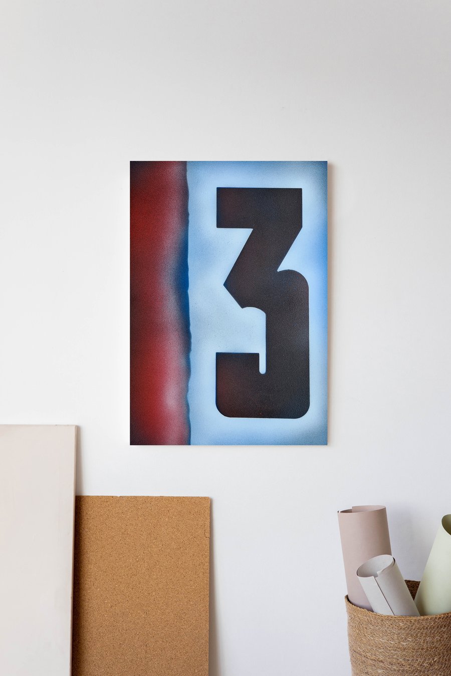 Typography Racing Style Number 3 handmade and hand painted unique artwork