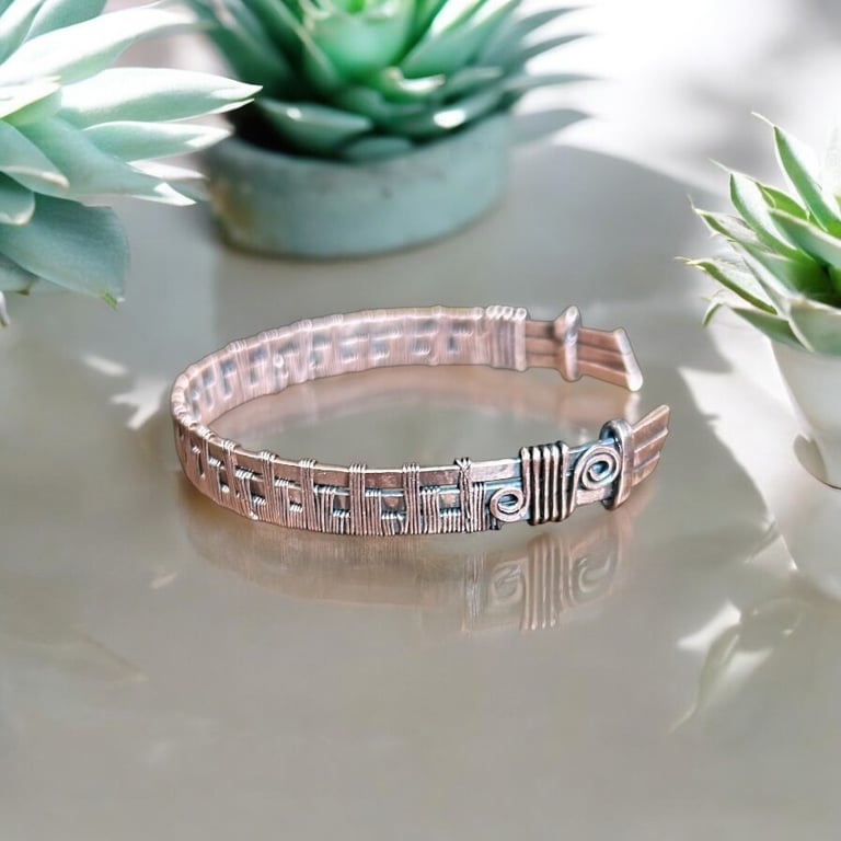 Cuff Bangle - Large & Solid Copper - Unisex - Gift Boxed - 7yr Anniversary