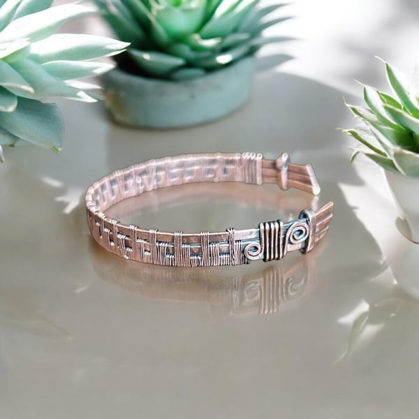 Cuff Bangle - Large & Solid Copper - Unisex - Gift Boxed - 7yr Anniversary