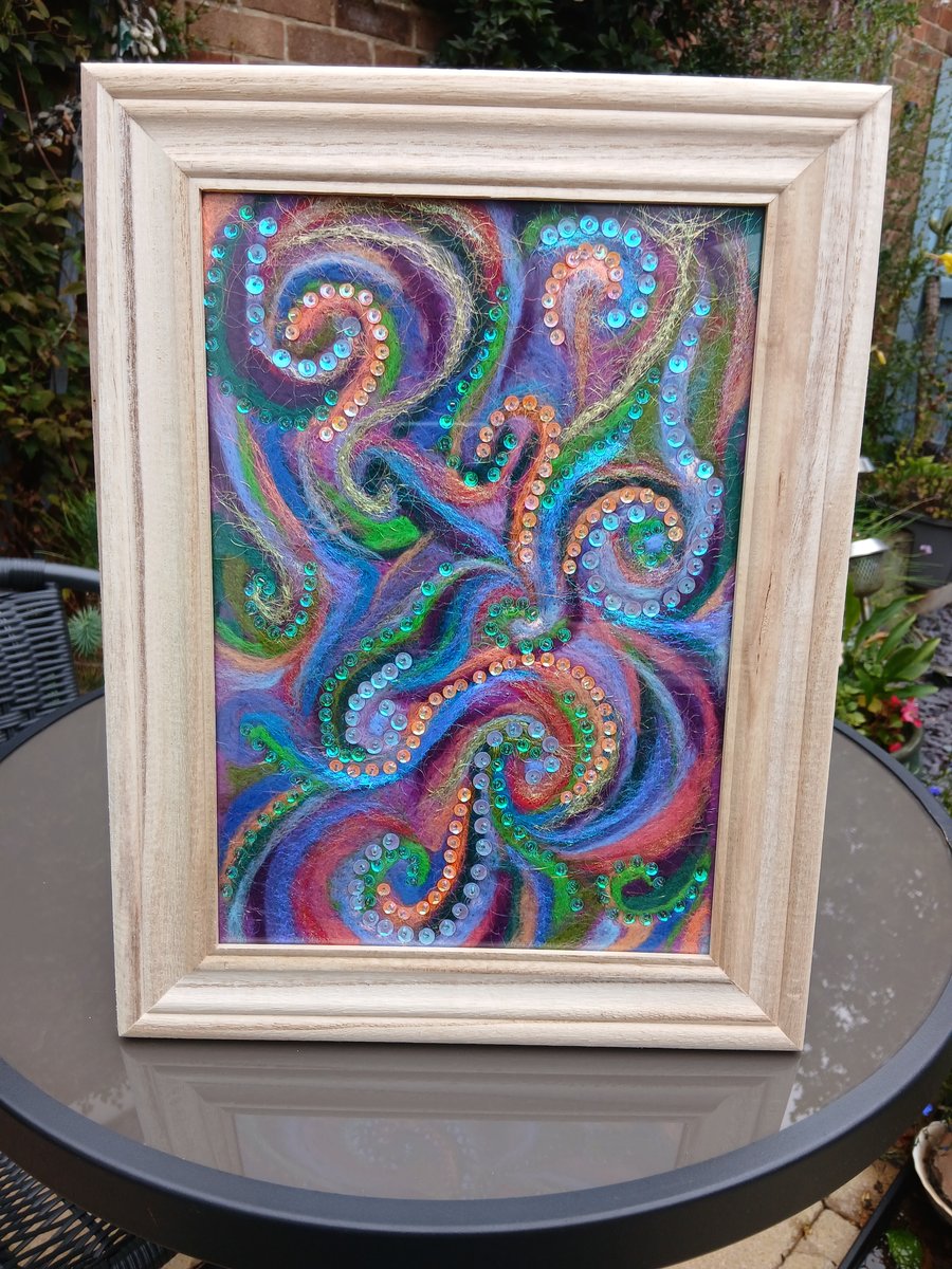 Hand Felted Abstract Wall Art (Framed)