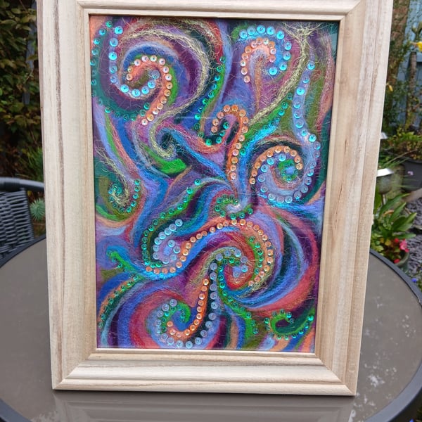 Hand Felted Abstract Wall Art (Framed)