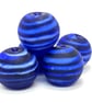 Handmade blue stripey lamp work glass beads - Image 1
