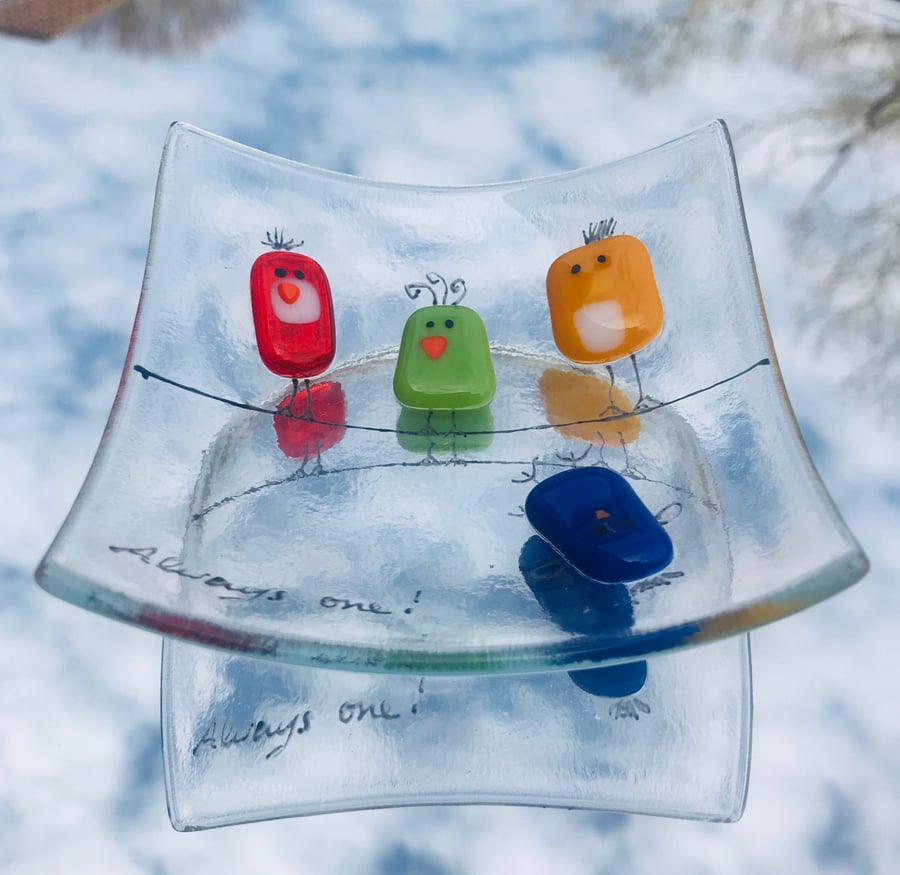 Fused glass whimsical dish 