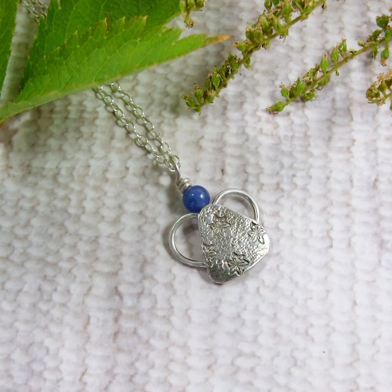 Silver Angel Necklace with Sodalite Gemstone