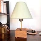 Oak Table Lamp with 23cm Shade - Handmade Rustic Light UK