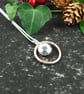Silver Necklace. Recycled Sterling Silver Pebble with Copper Halo - Image 5