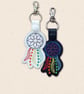 Rainbow Dreamcatcher Keyring - Embroidered Faux Leather Bag Charm