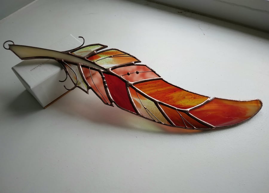 Stained Glass Phoenix Feather - handmade in Hampshire
