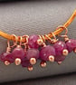 Natural Ruby & Hammered Copper Hoop Earrings - Image 2