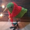 Textile art Bird sculptures, primitive art decor, folk art bird, animal gift