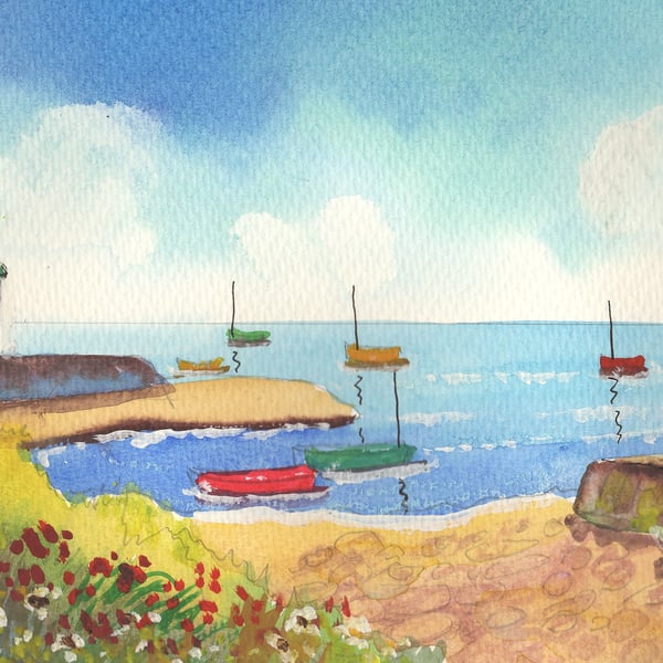 Parrog Bay, Newport, Pembrokeshire, Original Watercolout, in 14 x 11 '' Mount