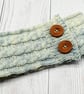 Hand Knitted "Braided" Head band in Cream and Blue - child - Image 3