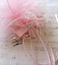 Pale Pink Soft Feather & Crystal Ribbon Trail Regency Fascinator Comb Headpiece - Image 3