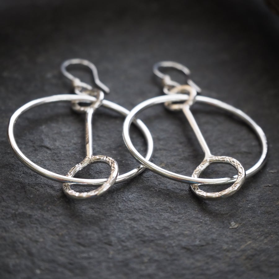 Image of Large Silver Hoop Earrings, Argentium Silver Earring Hoops, Handmade Hoops