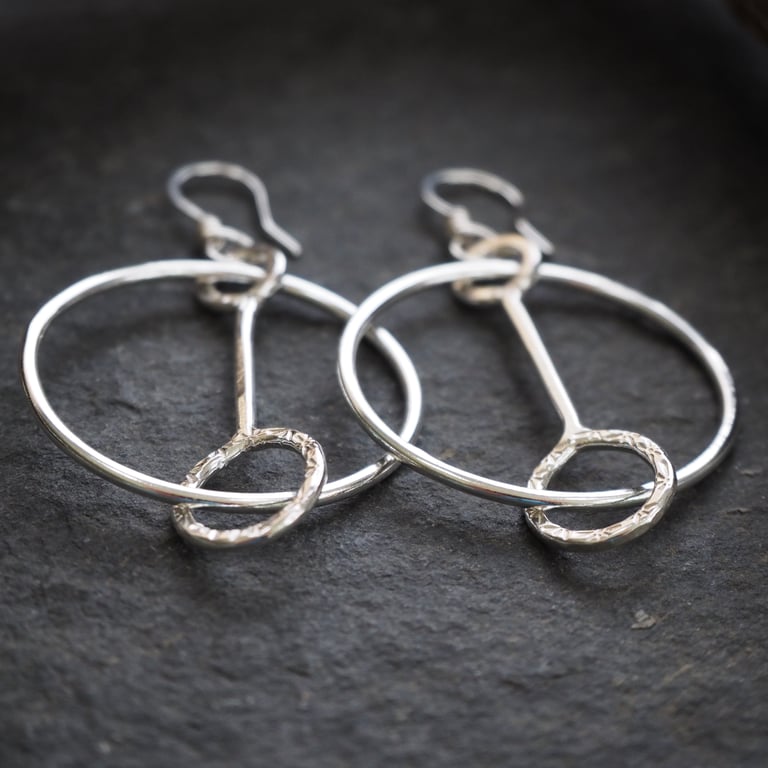 Large Silver Hoop Earrings, Argentium Silver Earring Hoops, Handmade Hoops