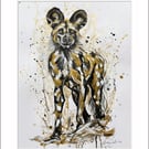 Original acrylic abstract painting of an African Wild Dog