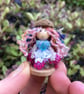 Tiny Button Fairy Decoration With An Acorn Hat - Pink And Blue - Image 4